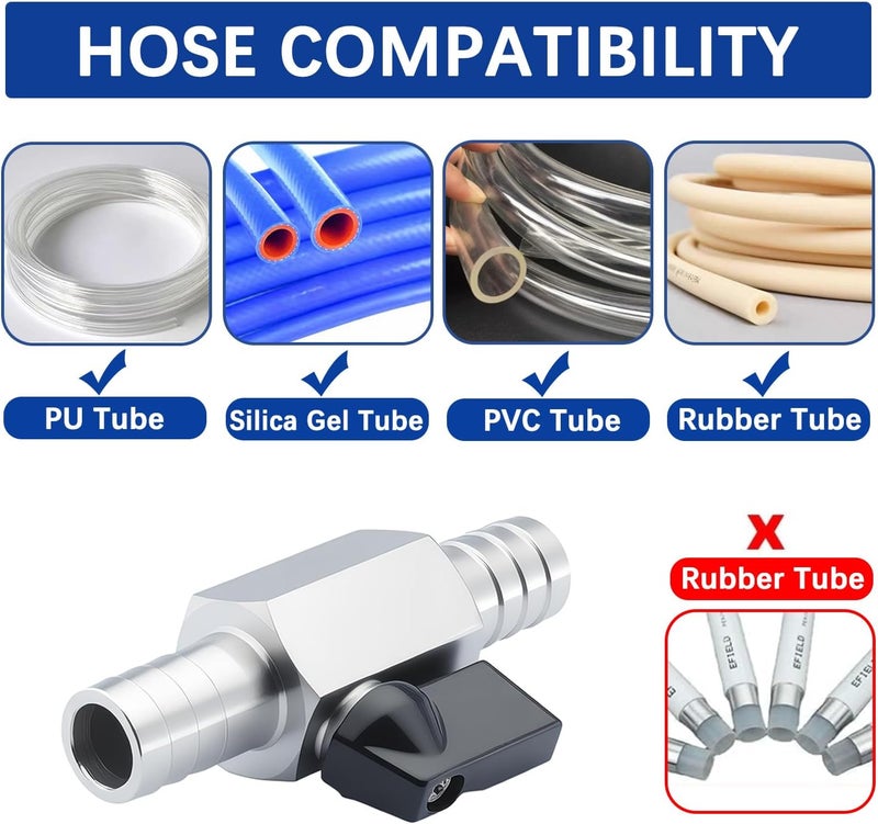 JROUTH 1/4″ Hose Barb Ball Valve, 304 Stainless Steel Mini Fuel Shut Off Valve,Heater Hose Shut Off Valve for Water Gas Fuel Drip Irrigation and Aquariums（2PCS) - Image 5